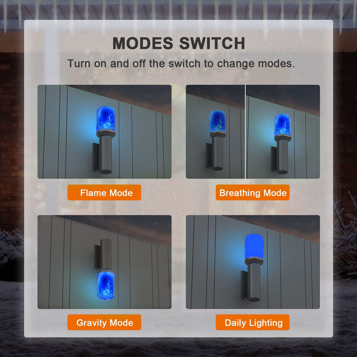 Hompavo 【Upgraded】 LED Flame Light Bulbs, 4 Modes Flickering Light Bulbs with Upside Down Effect, E26 Flame Bulb for Halloween Christmas Party Patio Porch Home Indoor Outdoor Decorations - 2 Blue