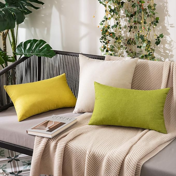 MIULEE Pack of 2 Decorative Outdoor Solid Waterproof Throw Pillow Covers Euro