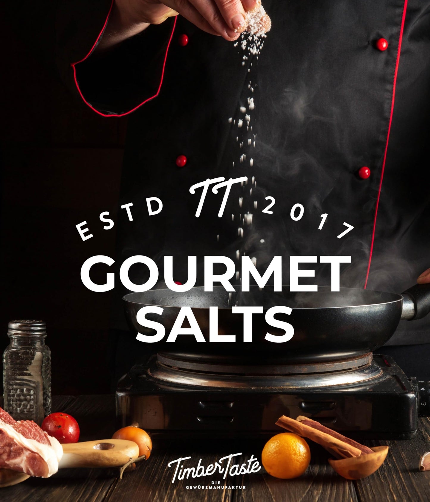 TIMBER TASTE® Premium Salt Sampler Set - 5 Gourmet Finishing Salts Smoky Gold Kala Namak Indian Pharao Pyramidensalz Namib Pearl | Sea Salt Mens Gifts Foodie Cooking Kit - Birthday Gift for Him