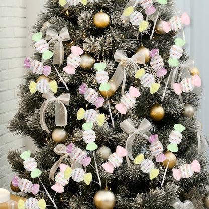 Norme 5 Pcs 16 Inch Pastel Candy Christmas Tree Picks Decoration, Gitter Candy and Lollipop Picks for Christmas Tree Branches, Xmas Ornaments for Wreath Vase Filler Home(Bow Sweets)