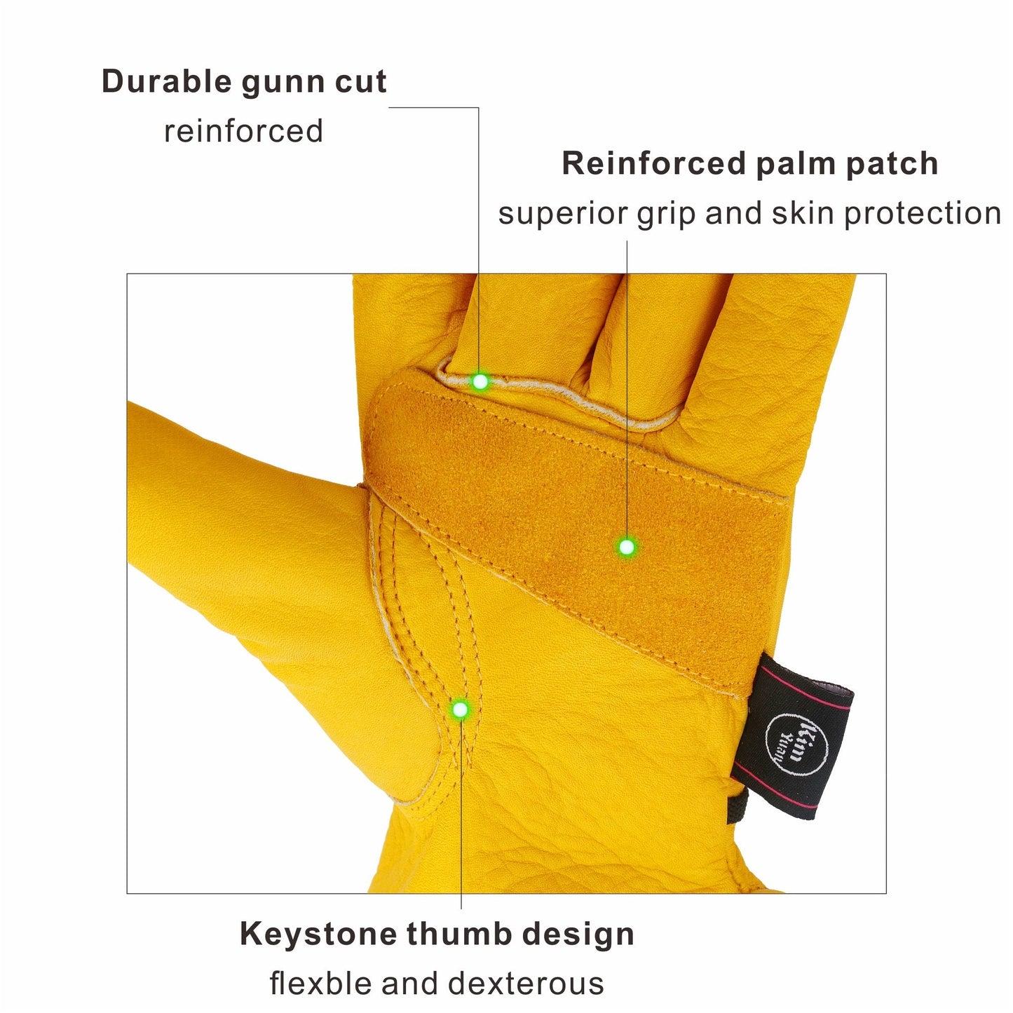 KIM YUAN Leather Work Gloves for Gardening/Cutting/Construction/Motorcycle, Men & Women, Elastic Wrist with Palm, M/L/XL (XXL) 1 Pair