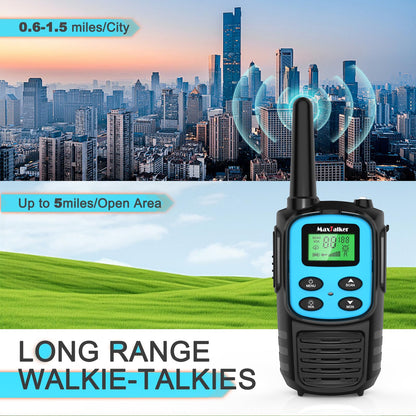Walkie Talkies Long Range for Adult, MT10 Rechargeable Walkie Talkies FRS Two Way Radio, NOAA, 1200mAh Li-ion Battery USB-C Cable, LED Flashlight, VOX Walkie Talkie for Hiking Camping 2Pack