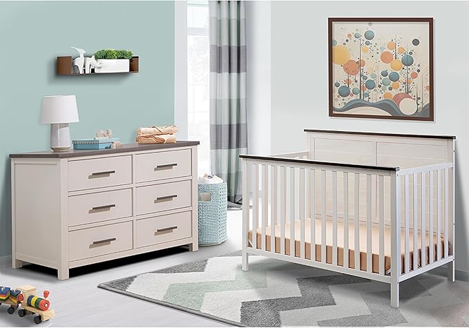 Sorelle Furniture Ashley Crib, Classic 4-in-1 Convertible Pannel Crib, Baby