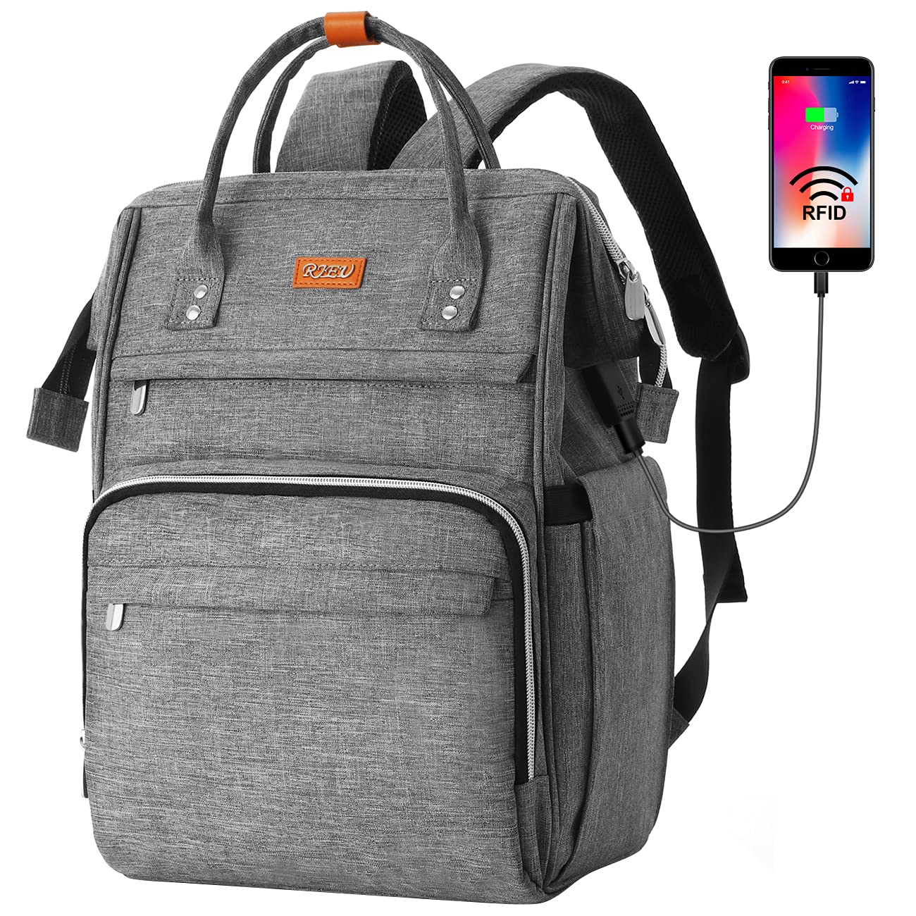 RJEU Laptop Backpack Women, Anti-theft School Backpack for Teenager Girls,Waterproof High School Bookbag Computer Bag with USB Charging Port for Travel Business College