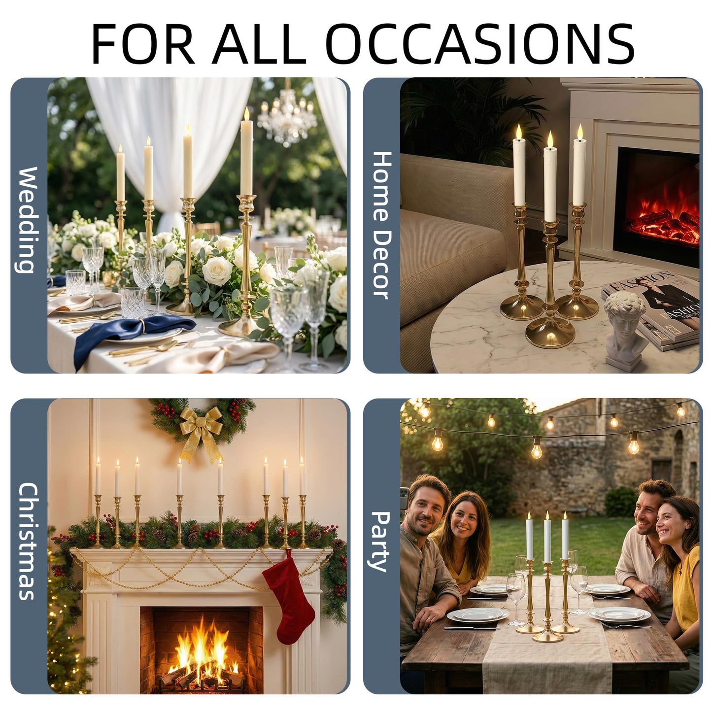 Prerish 6 PCS Flameless Taper Candles with Remote and Timer – 8 Inches Ivory Battery Operated LED CandleSticks with Flickering Light, Plastic Electric Window Candles, Christmas Home Halloween Decor