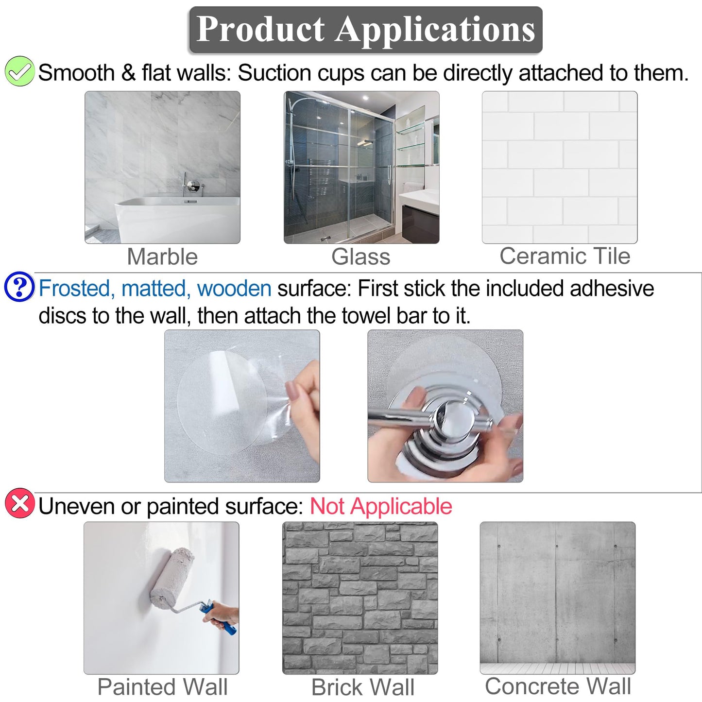 Sneatup Suction Cup Extendable 17-29" Stainless Steel Towel Bar (Chrome Plating)