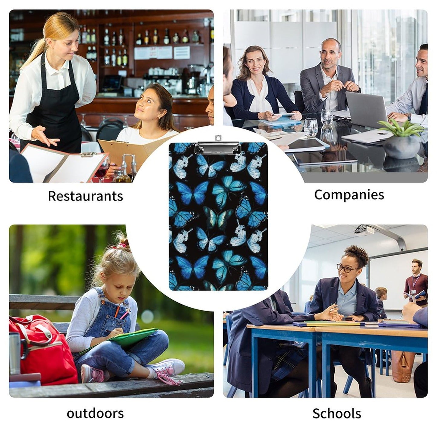 Personalized Clipboard,Custom A4 Letter Size Clipboard with Your Photo,Picture,Text,Logo for Office Work,Medical,School 12.4"X8.7" Blue Butterflies Style