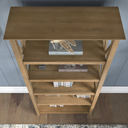 Bush Furniture Key West 54W Computer Desk with 2 Drawer Lateral File Cabinet and 5 Shelf Bookcase in Reclaimed Pine