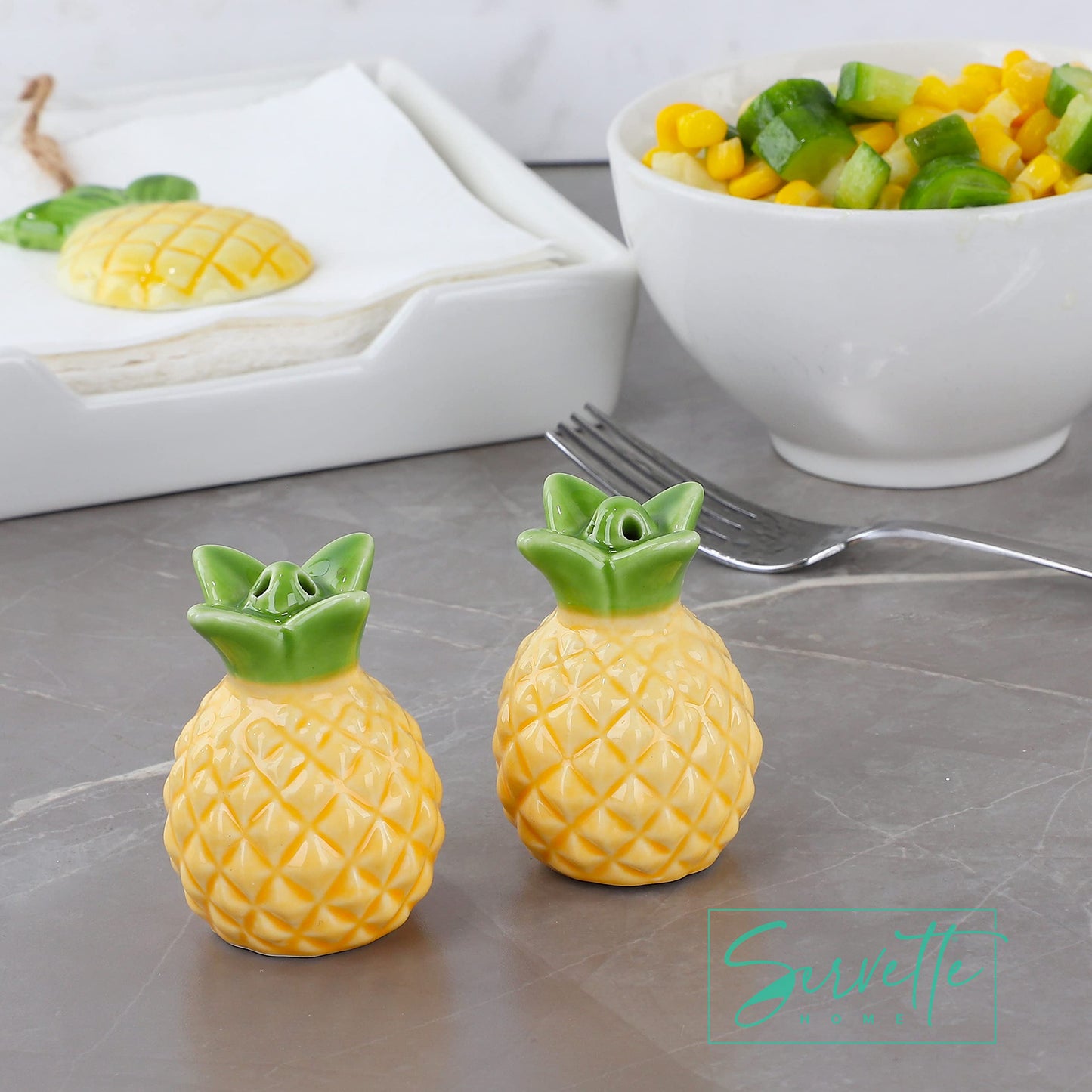 Novelty Salt and Pepper Shaker Set for the Kitchen Collector - Pineapple