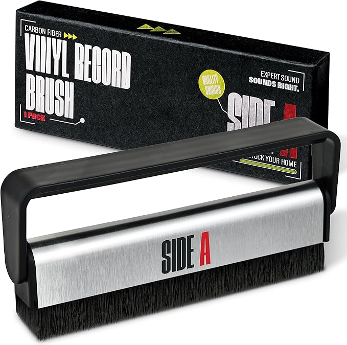 Side A Vinyl Record Brush with Soft Carbon Fibre Bristles, Anti-Static