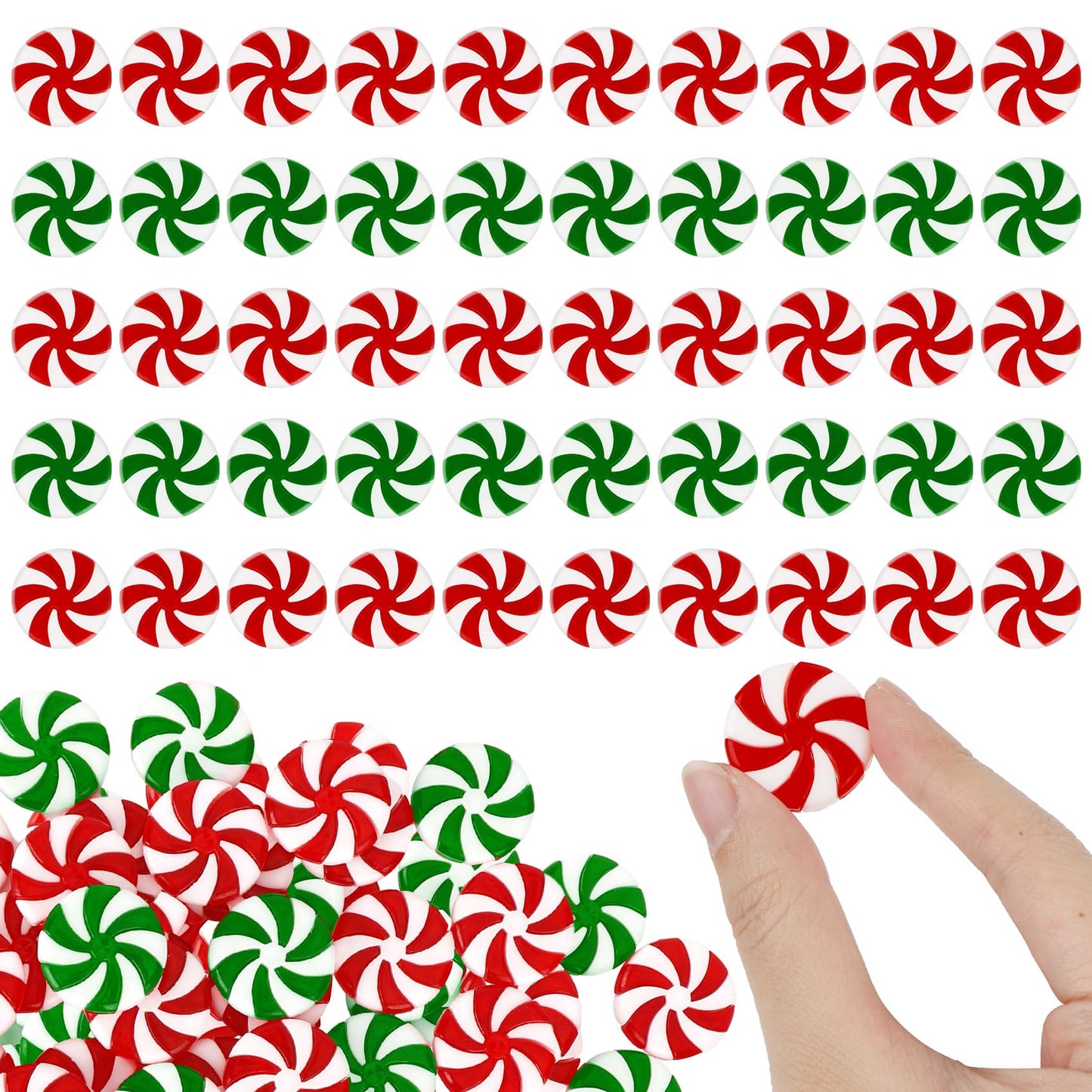 Candy Cane Hanging Peppermint Ornaments for Christmas Tree Decorations - 100 PCS Fake Plastic Candy Cane Ornaments in Red, Green, White