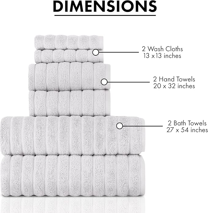 Classic Turkish Towels 6 Piece Heavy Duty Fast Drying Bath Sets Made