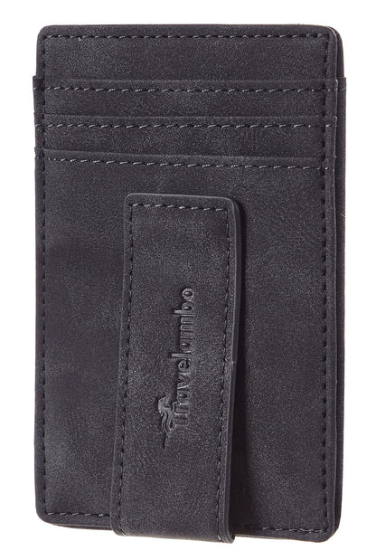 Travelambo Money Clip for Men Magnetic Front Pocket Wallet Slim Wallet Minimalist Card Holder RFID Blocking (Deep Grey)