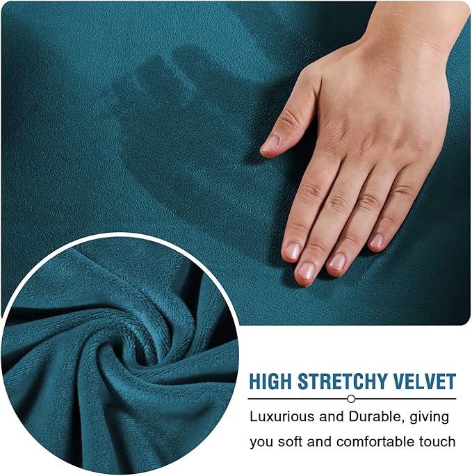 H.VERSAILTEX Real Velvet Plush 3 Piece Stretch Sofa Covers Couch Covers