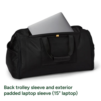 Halfday Convertible 2-in-1 Premium Garment Duffel Weekender Bag 45L: Wrinkle-Free Travel (Hanging Suit Compartment, Shoe Pockets, Trolley Sleeve), Balistic Nylon Carry-on, Jet