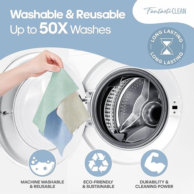 Fantasticlean Microfiber Cleaning Cloth Roll -60 Pack, Tear Away Paperless