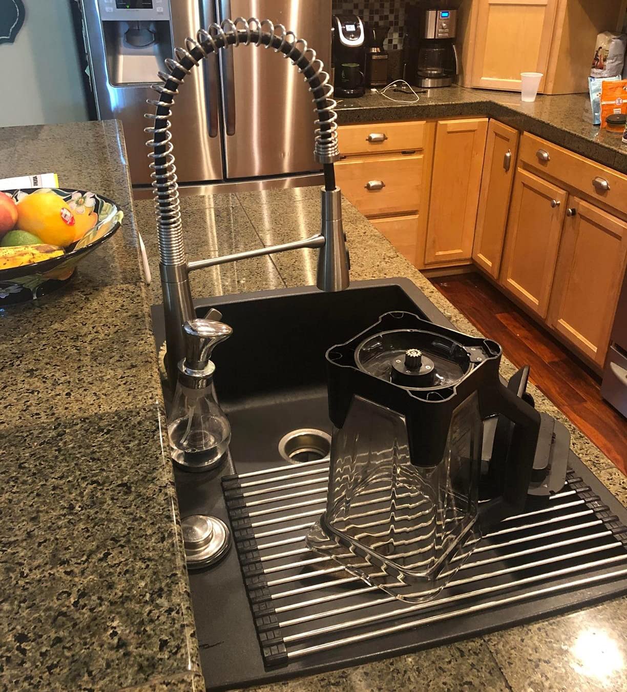 Ahyuan Roll up Dish Drying Rack Over The Sink Kitchen Roll up Sink Drying Rack Portable Dish Drainer Foldable Dish Drying Rack (Warm Gray, 17.8''X17'')