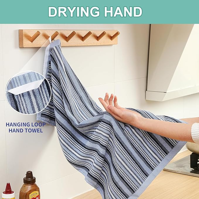 Kitchen Dish Towels for Drying Dishes, Large Cotton Kitchen Towels, Stripped