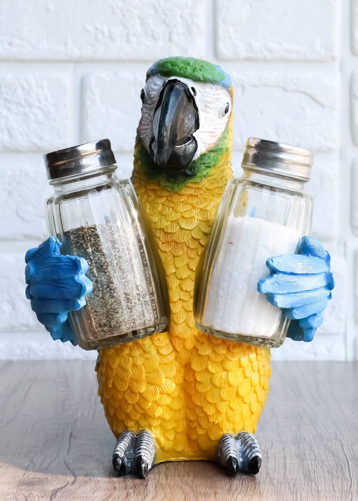 Ebros Tropical Rainforest Rio Blue Scarlet Macaw Parrot Bird Salt And Pepper Shakers Holder Figurine Set 6.75"H Nautical Table Decore or Decorations For Spice Racks Holders Organizers Home & Kitchen
