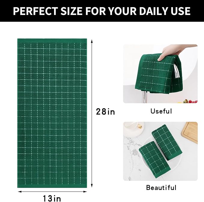 Homaxy 100% Cotton Terry Kitchen Towels, Checkered Designed, Soft and Super