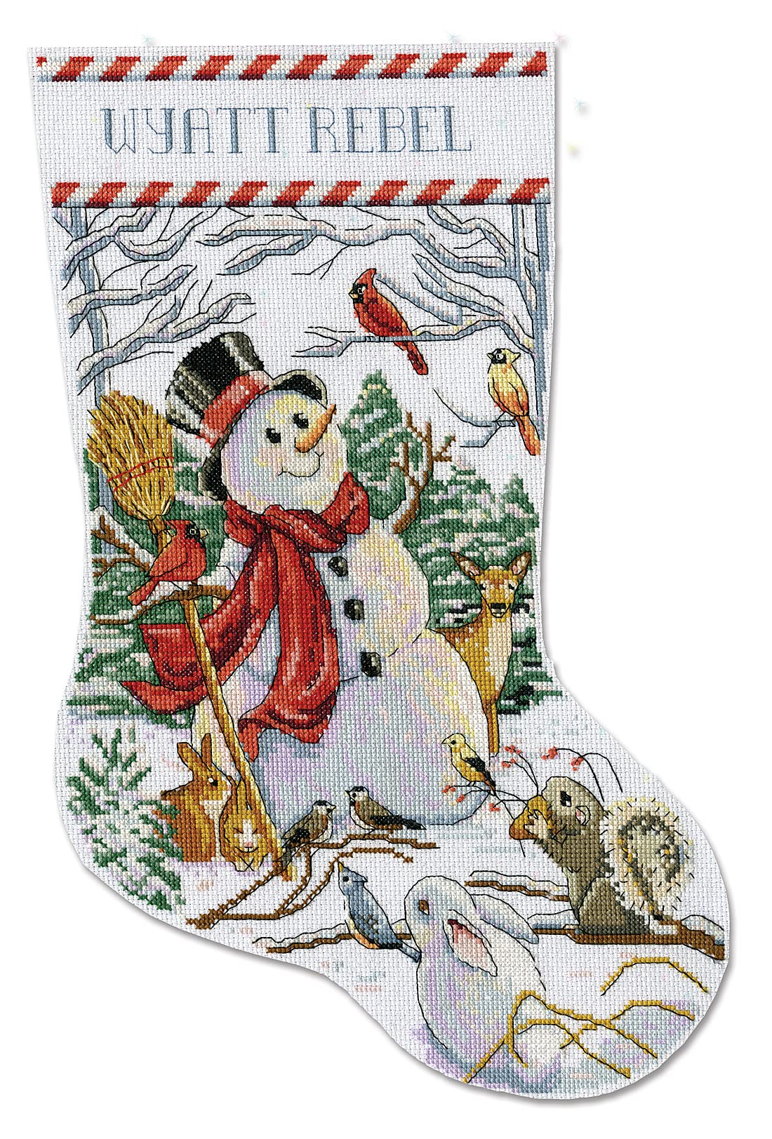 Woodland Snowman Counted Cross Stitch Stocking Kit