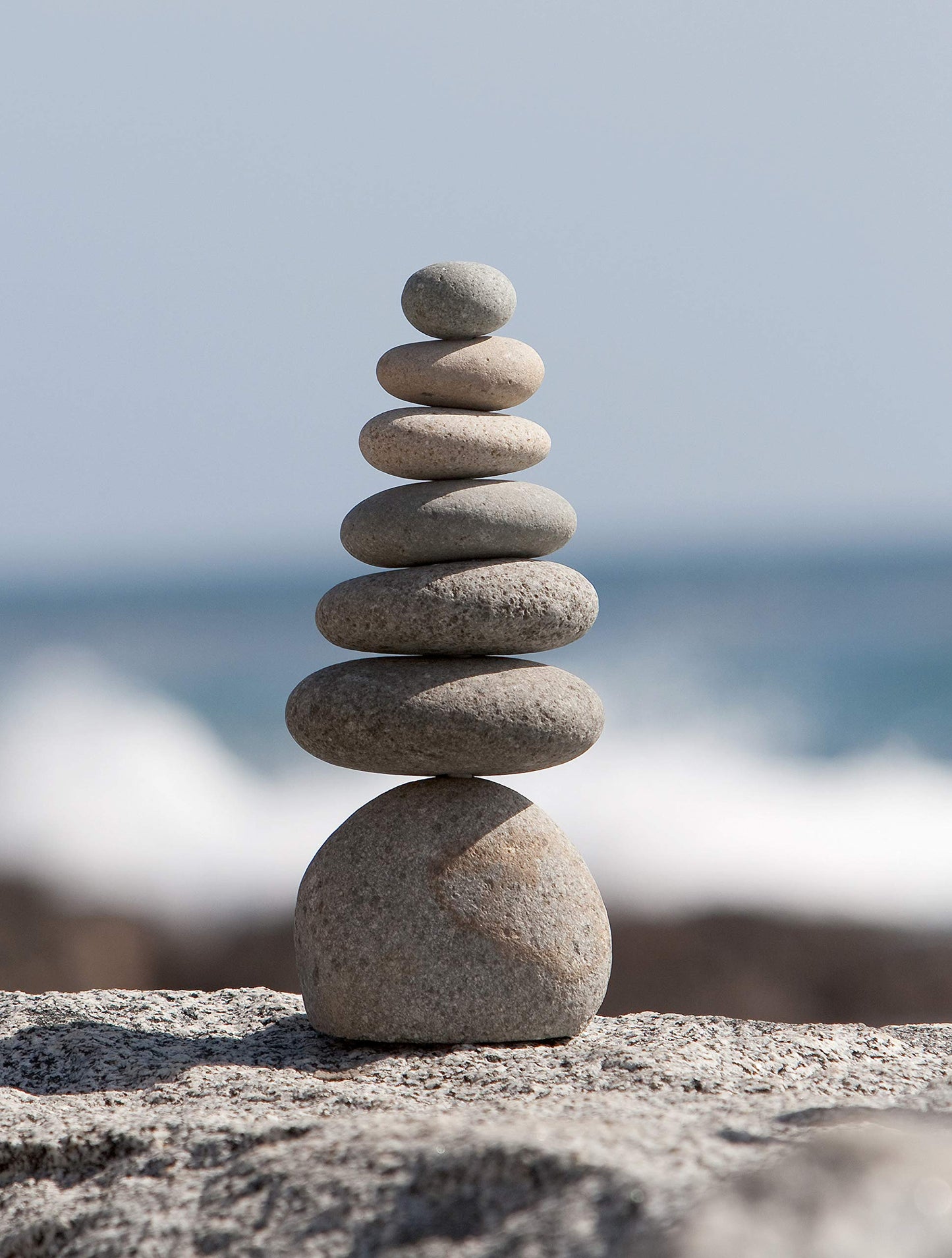 Garden Age Supply Natural River Rocks Stacked Stone Balanced Rock Cairn Sculpture - Zen Stones Meditation Cairn (Septuple)