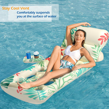 Jasonwell Inflatable Pool Float Adult - Pool Floaties Lounger Floats Floating Chair Raft with Adjustable Backrest Cup Holders Water Floaty Lake Lounge Tanning Floats Beach Party Toys for Adults