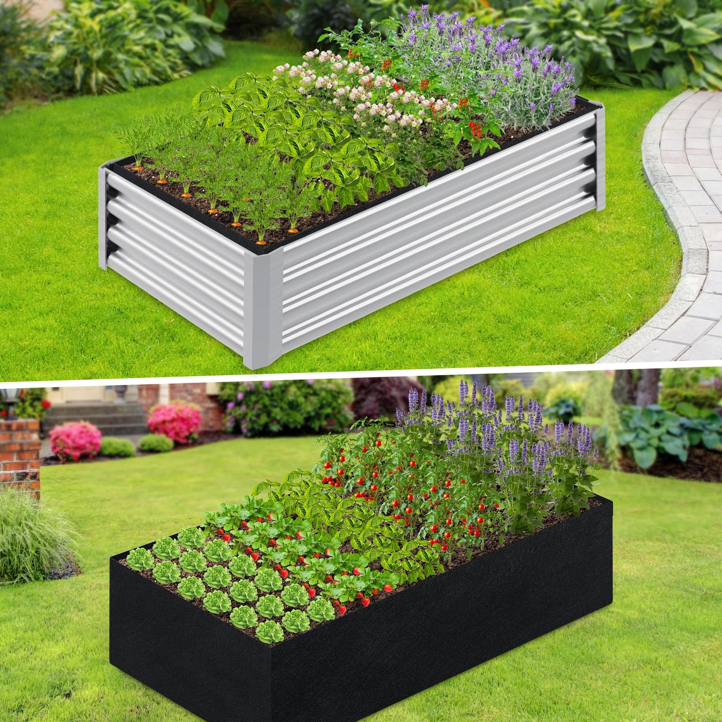 Niuyhe 2mm Thick Fabric Garden Grow Bed Bags, 6x3x1 Feet Liners Designed for Outdoor Metal Raised Garden Beds, 128 Gallon Capacity Large Garden Bed Liner Vegetable Growing Boxes