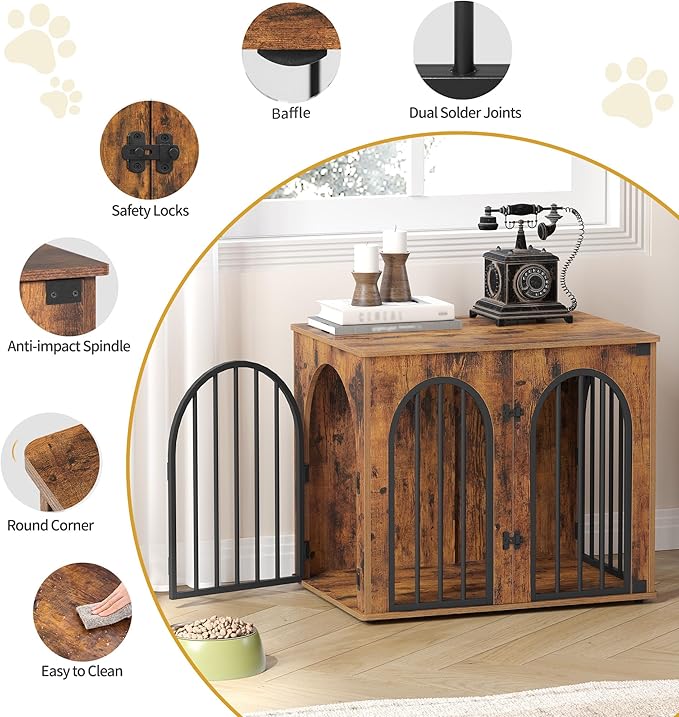 Hzuaneri 26.8'' Wooden Dog Crate Furniture, Indoor Dog Kennel Dogs Cage