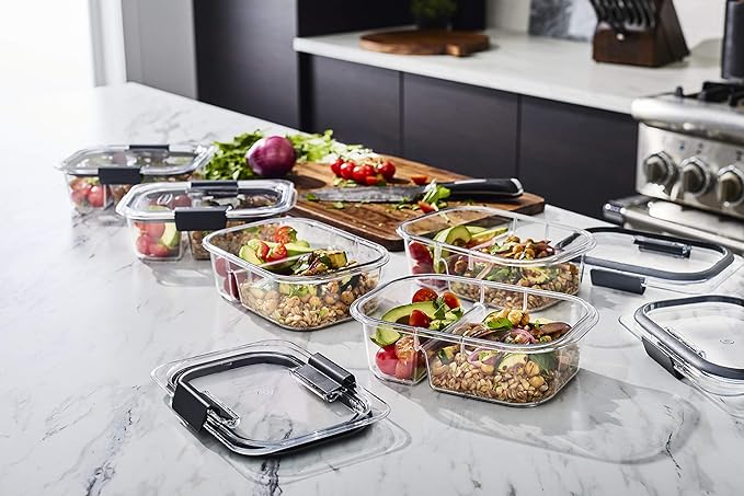 Rubbermaid Brilliance Meal Prep Containers, 2-Compartment Food Storage
