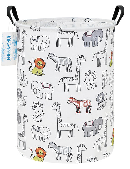 LANGYASHAN Laundry Hamper Collapsible Kids Storage Basket Waterproof Fabric Toy Clothes Organizer Bin for Children Bedroom Bathroom (Animals)