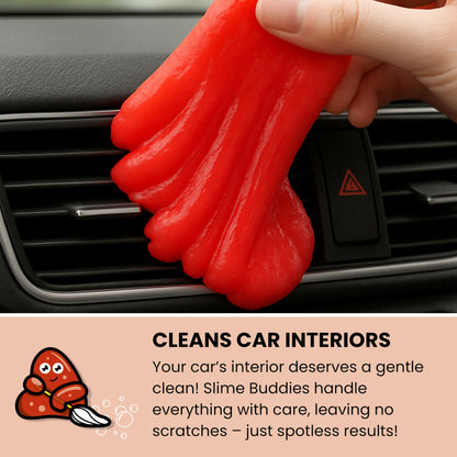 Slime Buddies Car Cleaning Gel Putty - Strawberry Scented Interior Detailing Tool for Cup Holders, Air Vents & Keyboard - Reusable Auto Detailing Accessories - Dust Remover Goop - Gift for Men Women