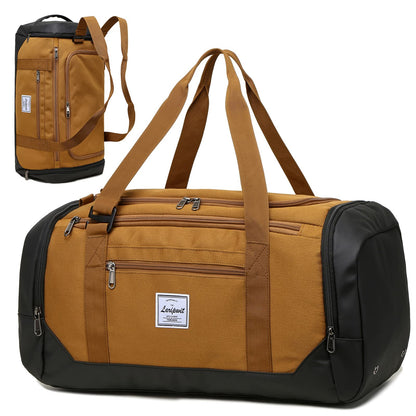 Laripwit Travel Duffle Bag for men 40L Medium Sports Gym Bag with Wet Pocket & Shoes Compartment Weekender Overnight Backpack for Traveling Duffel Bag Backpack for Women, Khaki