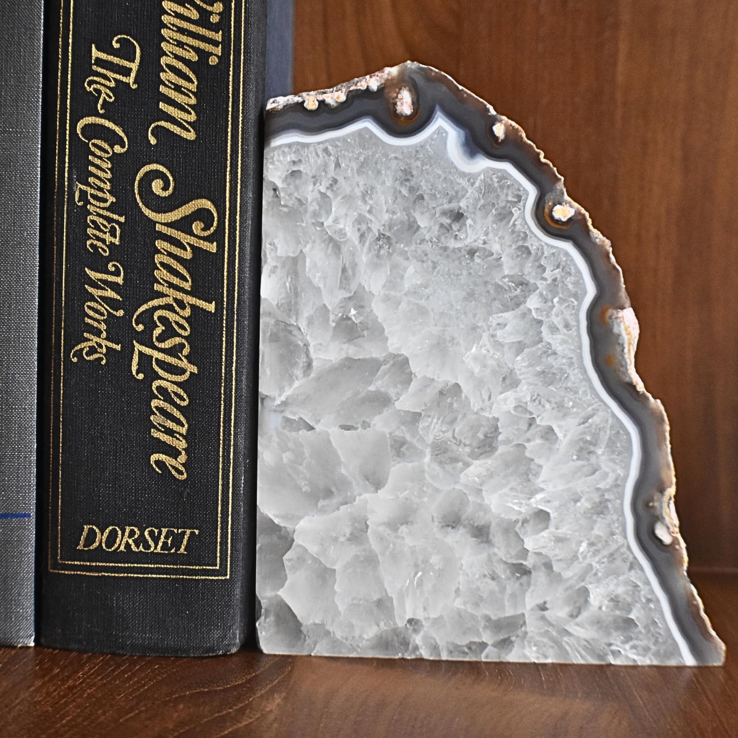 Nature's Decorations Natural Agate Bookends - A-Quality Small Heavy Duty Geode, Earth Tone & Neutral Decor, Unique Crystal Gift, 1 Pair (2-3 lbs)
