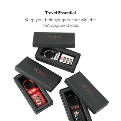 TUMI - TSA Lock Box - Combination Lock for Luggage & Backpack - TSA-Approved Locks - Travel Security Accessories - Set of 3 - Black/Silver/Red