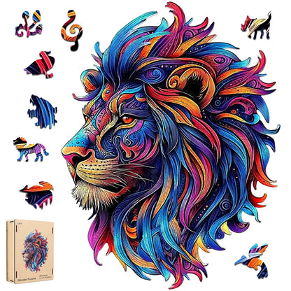 Wooden Jigsaw Puzzle, 200 Pcs Unique 3D Shape Jigsaw Puzzles, Wood Puzzle Gift Box Packing, Medium Size Letter, Creative Gift for Adults and Kids, Fun Challenging (EA4Lion, 200PCS)
