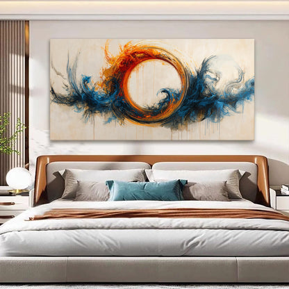 I@U Large Wall Art For Living Room Modern Abstract Wall Art Decor Ready To Hang Abstract Red Blue Circle Canvas Art Wall Decor For Bedroom Kitchen Dining Room Office Decoration 29x58 Inch