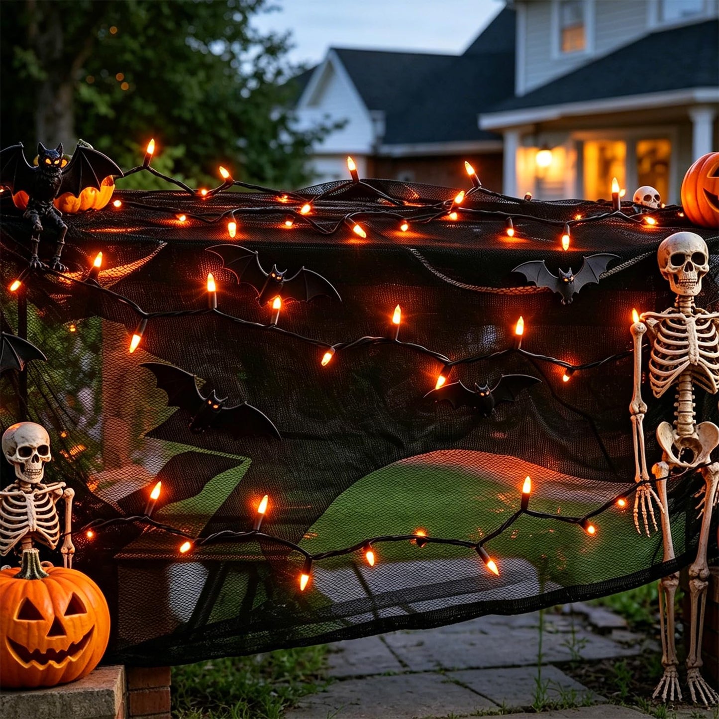 Watereem 2 Pack Orange Halloween Lights, 100 Count, Incandescent Mini Halloween String Lights Outdoor, Black Wire Connectable Tree Light for Garland Christmas Thanksgiving Holiday Patio Home Decor