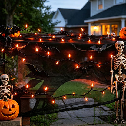 Watereem 2 Pack Orange Halloween Lights, 100 Count, Incandescent Mini Halloween String Lights Outdoor, Black Wire Connectable Tree Light for Garland Christmas Thanksgiving Holiday Patio Home Decor