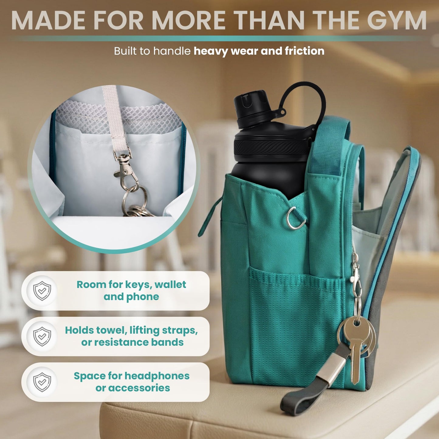 ABZZZ Magnetic Gym Bag Magnetic Water Bottle Holder For Gym Water Bottle Holder With Magnet Pocket For Phone Keys Shaker Wallet Crossbody Workout Golf Cart Men Women