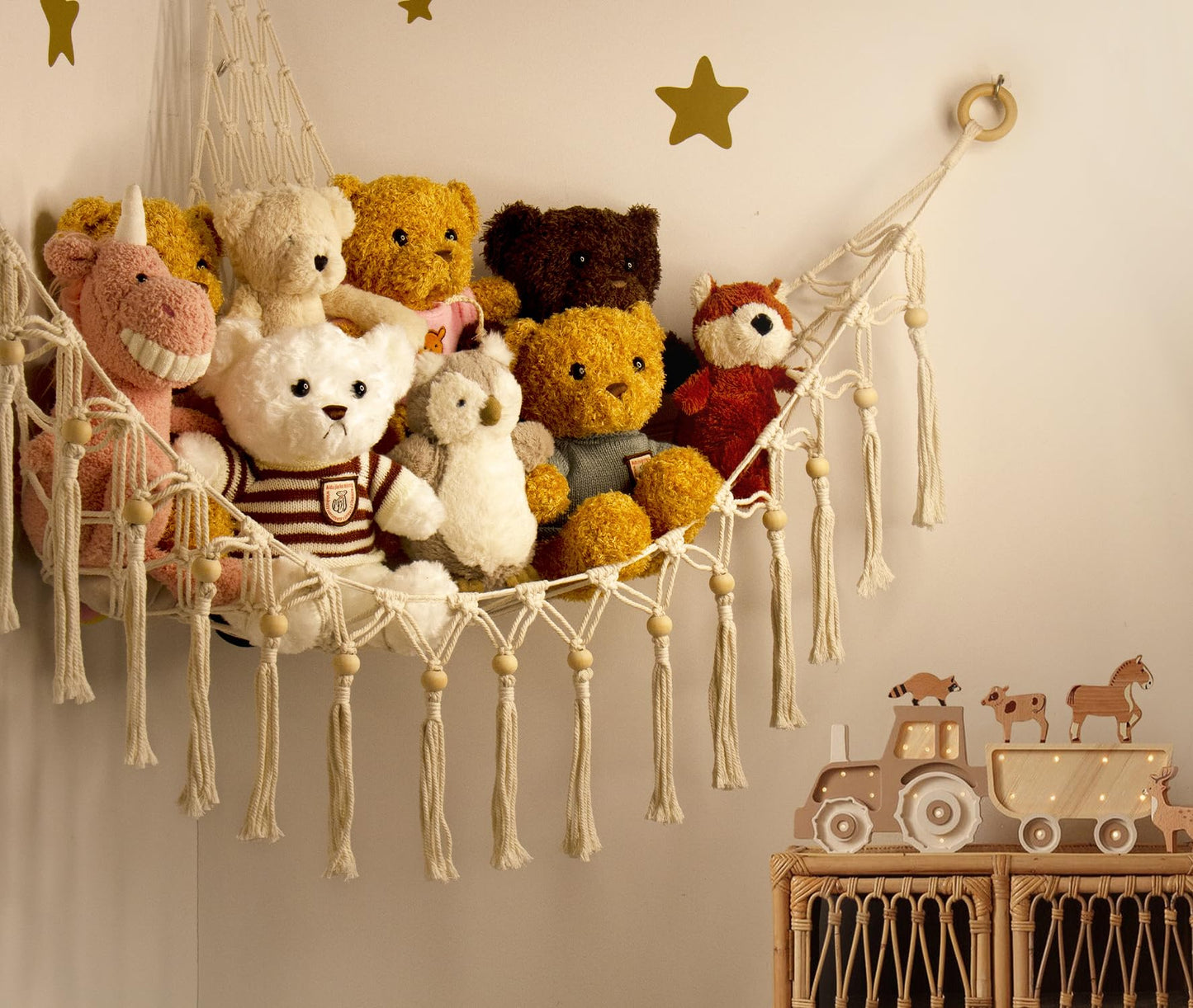 Teddy Hammock - Cuddly Toy Storage Hammock for Stuffed Animals - Teddy Net Bear Storage Hammocks for Soft Toys - Cute Plush Storage Net Nursery Preppy Room Decor Baby Kids Bedroom