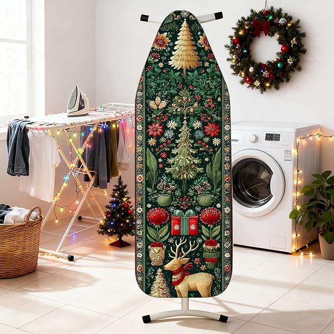 Nuxovilar Ironing Board Cover Winter Deer and Tree Pattern Polyester 15x54