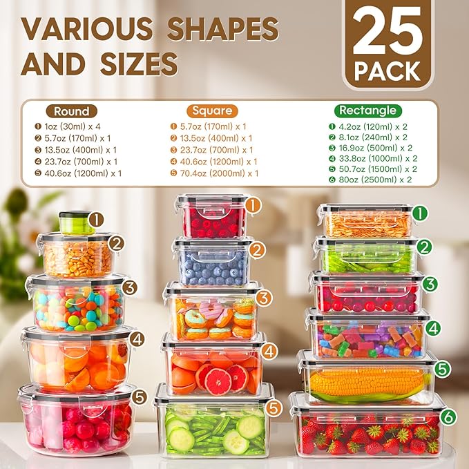 50 PCS Food Storage Containers