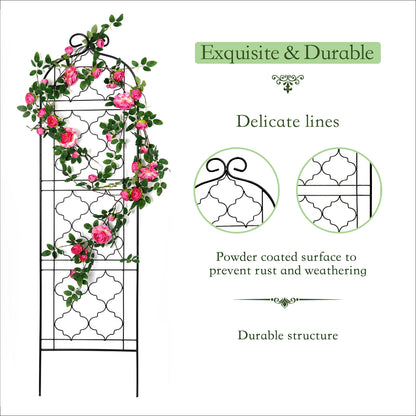 Garden Trellis for Vines and Climbing Plants Outdoor, Iron Wire Lattices Grid Panels for Potted Climbing Pergola Cucumber Tomato Rose Vegetable Flower Plant Trellises (60 * 16 Inch, Pack of 2, Black)