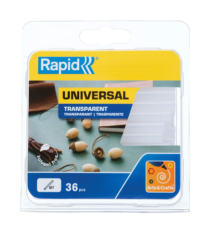 Rapid Multi-Purpose Transparent Hot Glue Sticks, Diameter: 7 mm, Length: 65 mm, 125 g, 40107350, 36 Count (Pack of 1)