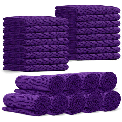 PJPSAA 24 Pack Cooling Towels Bulk for Neck and Face 40"x12" Ice Cooling Sweat Rags Microfiber Soft Breathable Soft Chilly Towel for Yoga Golf Sport Running