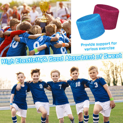 Lounsweer 72 Pcs Sweatbands for Kids Summer Camps, Sports Teams, Gym and Party Favors (Colorful)