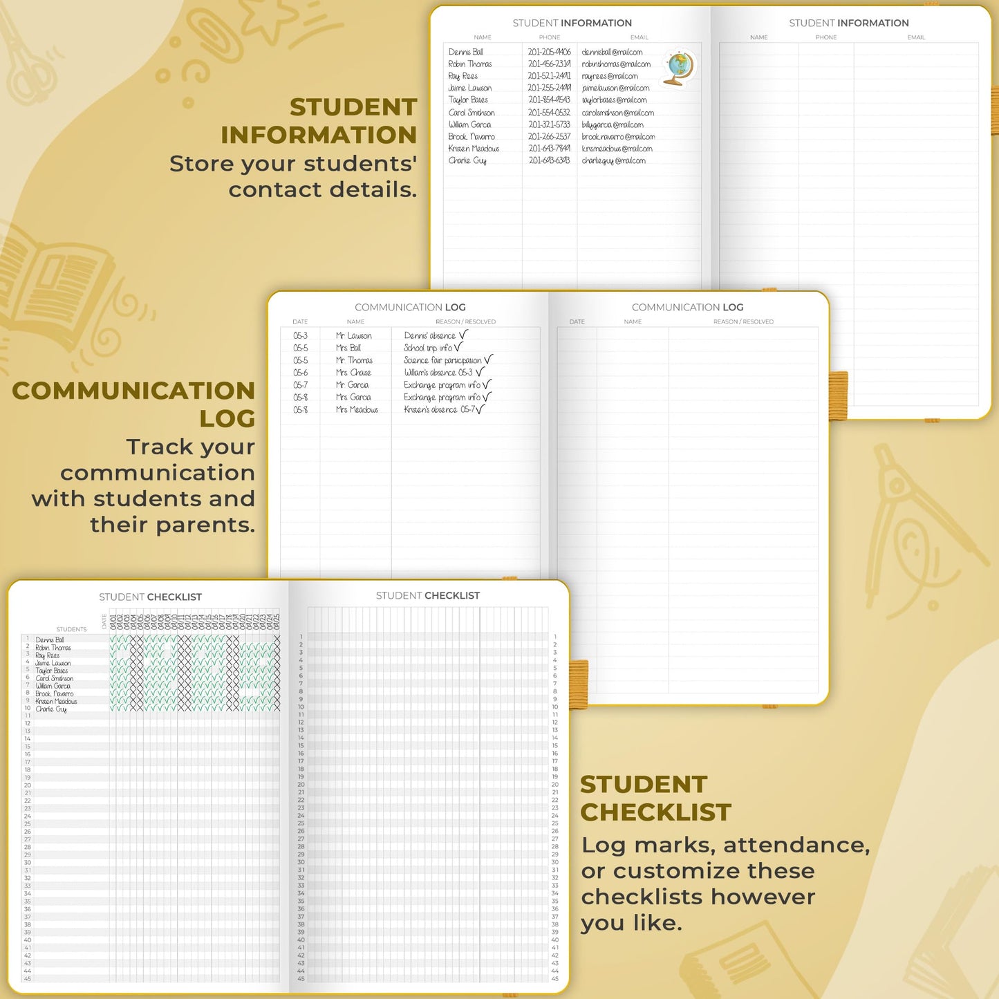Clever Fox Teacher Planner – School Year Planner with Calendars & Lesson Plans – Teacher Plan Book for Classroom & Homeschool Organization - Undated, 18x25cm, Hardcover (Amber Yellow)