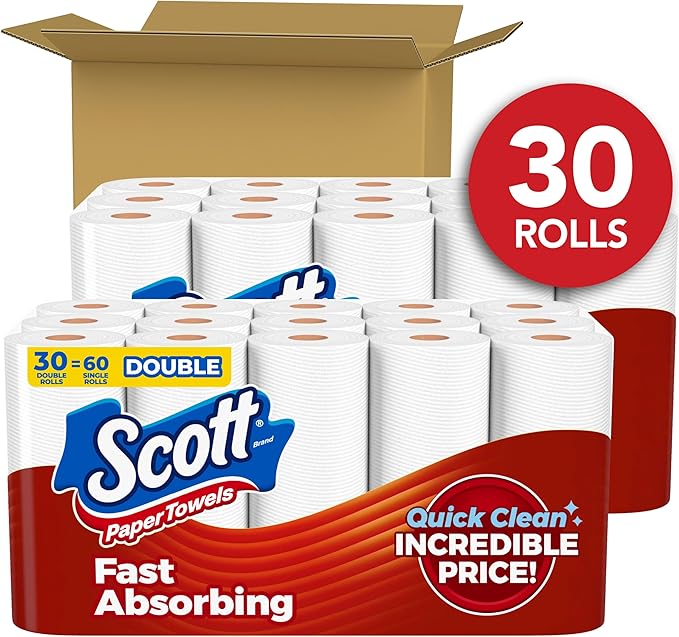 Scott Paper Towels, Choose-A-Sheet, 30 Double Rolls = 60 Regular Rolls