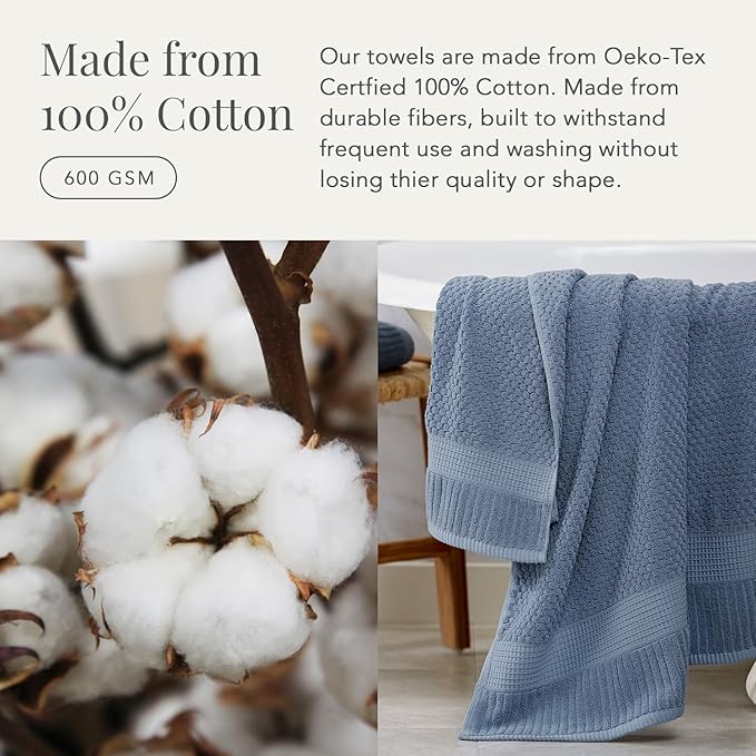 NY Loft 100% Cotton Hand Towel 6 Pack | Super Soft & Absorbent Quick-Dry Hand
